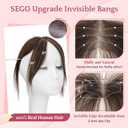 SEGO Clip in Side Bangs Real Human Hair, Hand-tied Base Invisible Edges Breathable Fluffy Clip in Hair Pieces for Women -Side #02 Mocha Brown