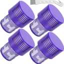 V10 Replacement Filters - 4 Pack for Dyson V10 Cyclone Series, Absolute, Animal, Total Clean, SV12 - Includes 1 Clean Brush