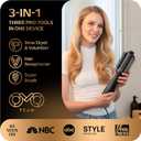 Automatic Dual Voltage Blowout Brush Hair Dryer, 4-in-1 Blow Drying Brush, Ionic Hair Straightener w/No Heat Damage, Light 1.3 lb Blowout Tool, Blow Dryer Curling Wand, Hot Air Styler for All Types