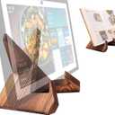 Solid Wood Tablet Computer Stands Compatible for Echo Show 15,Echo Show 21,Support Both Horizontal and Vertical Modes.and Suitable for Cookbook Stand Holder Display. (Dark Brown)