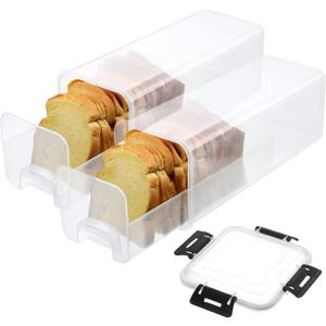 2 Pcs Bread Storage Container with Tray Plastic Bread Box with Airtight Lid Loaf Bread Keeper Sandwich Bread Dispenser Loaf Storage Bread Saver Bread Holder for Homemade Bread