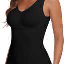 JOYSHAPER Women's Shapewear Tops Padded Bra Shapewear Tank V-Neck Cami Shaper Seamless Compression Tank Tops for Tummy Control Shapewear Camisole Black L