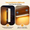 Under Cabinet Rechargeable Dimmable Lighting: 3 Color Temperature Motion Sensor Lights Indoor - Battery Operated Lights - Activated Closet Magnetic Wireless Led Light for Kitchen Home Bathroom Counter