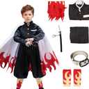 VZQI Rengoku Costume Kids Anime Cosplay Kimono Halloween Red Flame Cloak, S