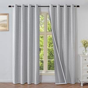 Veloraft Blackout Curtains 96 Inches Long 2 Panels Set, 100% Black Out Textured Thermal Curtains, Grommet Privacy Light Blocking Drapes for Living Room Bedroom Luxury Deco(52W × 96L inch, Off-White)