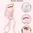 Heated Eyelash Curler, 5s Fast Heating Electric Eyelash Curler, Safe Anti-Burn Eyelash Curlers with Silicone Pad, Type-C Quick Charge, Intelligent Temp Control, 24H Long-Lasting Curls (Pink)