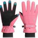 rivmount Kids Winter Gloves Warm Thermal Cold Weather Snow Waterproof Windproof Touchscreen Ski for Boys Girls (S(4-6 years), 823-Pink)