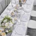 WELLIFE 600 PCS Silver Disposable Dinnerware Set for 100 Guests, Wedding Reception Plates & Silver Plastic Tableware, Dinner & Salad Plates, Cups, Forks, Knives & Spoons for Weddings & Elegant Events