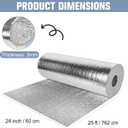 Reflective Insulation Roll 24in x 25Ft (3mm) Foam Core Radiant Barrier Double Reflective Aluminum Foil Wrap Insulation Sheet Thermal Shield for Winter RV Window Thermal Cold Insulation Summer Heat