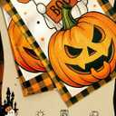 2 x Boo Ghost Halloween Table Runner - 13"72" Plaid Halloween Table Runner with Ghost Pumpkin Black Cat Bat for Fall Festive Decor, Seasonal Fall Decorations for Home Dining Room Kitchen Party
