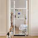 71" Extra Tall Cat Gate for Doorway, 29-37.5" Extra Wide Full Door Pet Gate for Doorway, No Drilling Auto-Close Operation Tall Pet Gate for Cats, Cat Barrier Indoor, No Jumping Over for Stairs Hallway (White)