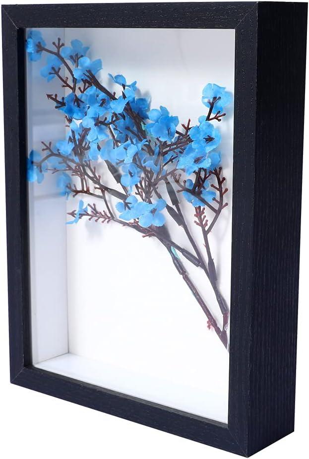 KAPIX Shadow Box 8x10 Picture Frame with HD Plexiglass Deep Wood Memory Box Display case for Flowers,Ticket,Memorabilia,Keepsake,Medal,Art and Photos,Black