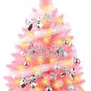 Small Pink Christmas Tree with Lights, 2ft Artificial Mini Tabletop Christmas Tree Decorations with Star Tree Topper, Balls Ornaments, Gift Pack, 30 Pcs Mini DIY Xmas Trees for Toddler, Kids