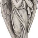 Outdoor Statues Angel Dcor Garden Statue - 34 inch Large Garden Angels Outdoor Religious Statues Catholic Resin Concrete Finish Yard Patio Deck Home Entryway Hallway Sculpture 13.7*9.8*34 Inch