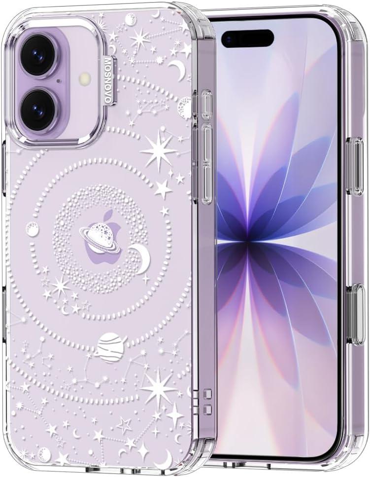 MOSNOVO for iPhone 17 Case | Military Grade 6.6ft Drop Tested | Camera Control | Clear with Galaxy Design