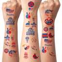 3 x 50PCS 4th of July Temporary Tattoos, 250th Independence Day Patriotic Tattoo Stickers, Independence Day Red White Blue Decor Supplies Favors Suitable for Kids and Adults