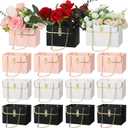 Lincia 12 Pcs Mother's Day Pink White Black Flower Box Wedding Flower Paper Gift Bag Bouquet Boxes with Handle Boxes for Arrangements Bouquet Wrapping Paper for Mother's Day Wedding Baby Shower