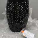 Glitzhome 18.25" H Iron Side Table with Solar Powered Light,Outdoor Cutout Drum Garden Stool Solar Lanterns,Decorative Metal Accent Table End Table Plant Stand for Indoor Outdoor,Black (Black)