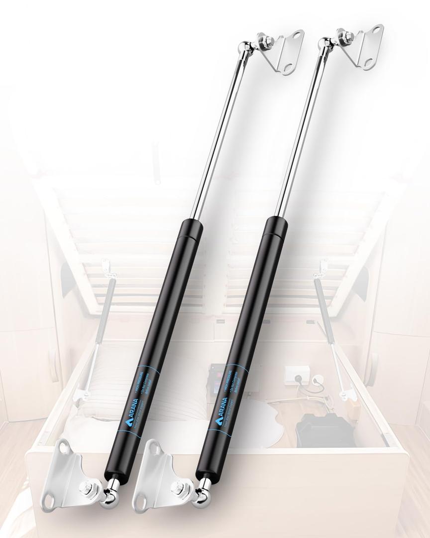 ARANA Gas Struts 30 inch 55Lbs with Brackets, 30" Gas Shocks Spring Lift Support for TV Cabinet Trap Door Bench Lid Floor Hatch Garbage Storage Box Lid, 2Pcs