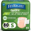 FitRight OptiFit Extra Adult Briefs, Incontinence Diapers with Tabs, Moderate Absorbency, Small, 20 to 32", 20 Count (Pack of 4)