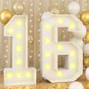 Bugame Light Up Numbers 4FT, Number 16 Light Up Sign Marquee Numbers 4 Feet Tall, Large 16 Marquee Number for 16th Birthday Party Decorations Mosaic Número