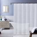 Dainty Home Linen Waterproof Shower Curtain - Machine Washable 3D Floral Puff Cotton, Durable Bathroom Curtain, 70"x72", White - Perfect for Any Bathroom (Textured Solid White)