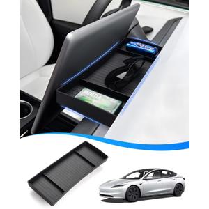 Shademax 2025 Tesla Model 3 Highland Behind Screen Storage Tray Hidden Dashboard Hidden Box Center Console Organizer Fit for Tesla Model 3 Accessories 2024 2025 2026 Non-Slip Sunglasses Tissue (Black)