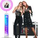 JIYANG Photo Booth Machine Compatible with Any Ipad,ChackTok PhotoBooth VIP Member,Free Custom Logo,Software APP Control Ring Light,Perfect for Wedding,Parties and Birthday(White)
