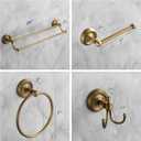 4 Piece Antique Brass Gold Bathroom Accessories Set - 24 Towel Holder, Antique Bar Brass Bath Accessories - Wall Mounted Bathroom Hardware Accessory Set