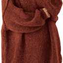 BTFBM Sweaters for Women Fall 2026 Long Sleeve Mock Neck Cable Knit Oversized Sweater Pullover Tops Thick Winter Clothes (X-Large, Rust Red)