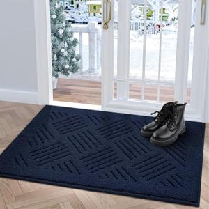 Door Mat Indoor Doormat,Front Back Door Mats Non Slip Entrance Rugs Rubber Backing,Inside Doormats for Entryway Low-Profile Absorbent Resist Dirt Floor Mats Washable Blue,24"x36"
