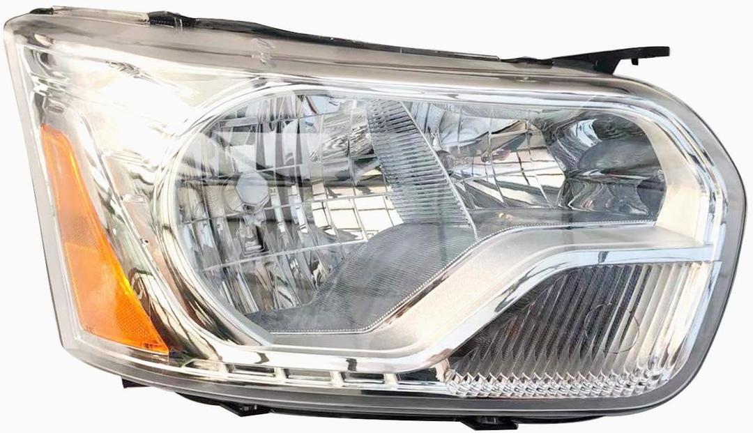 Replacement Passenger Right Side Headlight Headlamp Assemble Complete Chrome Trim for Ford Transit T150 T250 T350 T350HD from 2010 to 2023