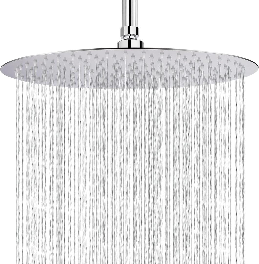 NearMoon Rain Shower Head, Ultra-Thin Design-Pressure Boosting, Awesome Some Experience, High Flow Stainless Steel Rainfall Head (16 Inch, Chrome Finish)