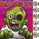 4 x OHOME Halloween Games for Kids - Pin The Eyeball on The Zombie Game | Halloween Crafts Toys Gifts Birthday Party Supplies for Kids | HALLOWEEN Treats Activities Party Favors Decorations for Family (Red)