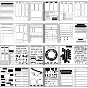 24 Pieces Journal Stencil Set Plastic Planner Bullet Journaling Stencils Ultimate Productivity Stencil DIY Templates to Create Calendars Schedule for A5 Journal Scrapbooking Notebook (Classic Style) 24 Pieces Journal Stencil Set Plastic Planner Bullet Journaling Stencils Ultimate Productivity Stencil DIY Templates to Create Calendars Schedule for A5 Journal Scrapbooking Notebook (Classic Style)