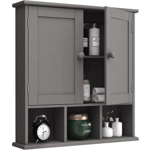 TaoHFE Grey Bathroom Cabinet,Bathroom Wall Cabinet with 2 Door Adjustable Shelves,Over The Toilet Storage Cabinet,Bathroom Cabinet Wall Mounted,Medicine Cabinets for Laundry Room Kitchen