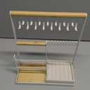 DreamGenius Jewelry Organizer Stand with Velvet Ring Holder, 4 Tier Jewelry Holder Organizer with 15 Hooks for Necklaces and 16 Holes for Earrings, White (Medium)