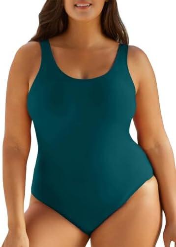 Eytino Plus Size Swimsuit for Women Back Crisscross Sports Tummy Control One Piece Bathing Suits(1X)