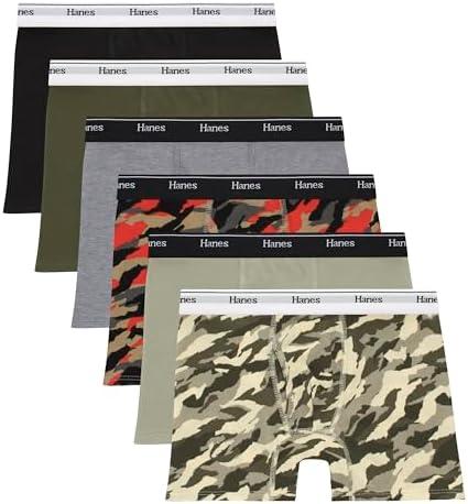 Hanes boys Originals Boxer Briefs, Stretch Cotton Underwear, Assorted, 6-pack M