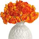 Letjolt Ranunculus Artificial Flower 18 Pcs Orange Silk Ranunculus Wedding Bouquet Engagement Centerpieces Arrangements Bridal Shower Decorations Home Decor, Orange