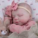 Aori Lifelike Reborn Baby Dolls Girl - Realistic Newborn Sleeping Baby with Flexible Limbs, Weighted Soft Body Reborn Doll Set with Outfit for Kids 3+, Parents, Elderly and Collectors (Pink Bow)