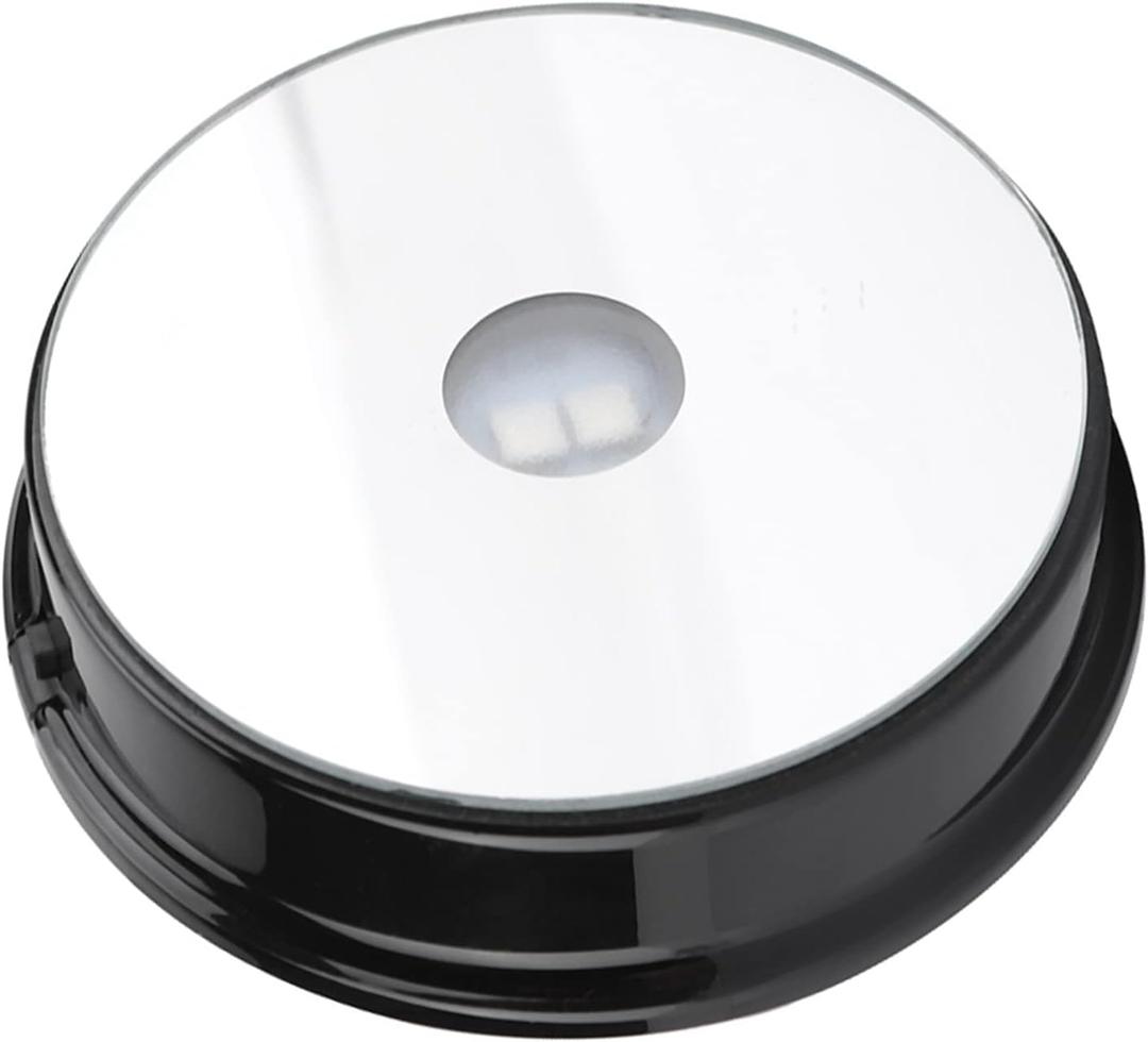 LED Display Stand, Spinning Display With Colored Lights, 7 Color Base for Glass Bottle Crystal Art Figurine Decoration