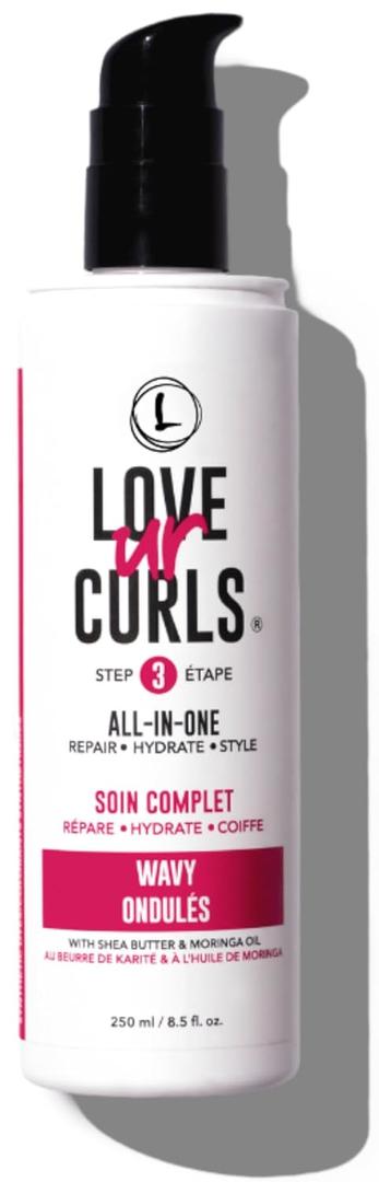 Love Ur Curls LUS Brands All-in-One Styler for Natural Wavy Textured Hair 8.5 oz - Repair, Hydrate, Style in One Easy Step - No Crunch Non-Sticky Hair Care with Shea Butter and Moringa | Repair, Hydrate, No Crunch, Non-Sticky