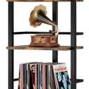 Hosfais Book Shelf Narrow Bookshelf: 5 Tier Wood Bookcase with Metal Edge Protection Industrial Modern Bookshelf Book Storage Organizer for Living Room Bedroom Home Office (Rustic Brown)