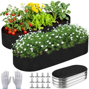 2 Sets 4 x 2 x 1 ft Raised Garden Bed Liner Bag, Breathable Grow Bed Fabric Liners with Clips and Gloves, Garden Box Non Woven Bag for Outdoor Plants Growth Keep Soil Isolation (No Garden Bed)