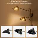 Black and Gold Plug in Wall Sconce, 2-Light Swing Arms Wall Lamp with Plug Cord Big Wall Mount Lighting Fixture for Living Room Bedroom, 26 x 17 x 8.6 inches