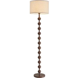 Modern Dimmable Floor Lamp with Remote Control for Living Room Bedroom, Red Wood Pattern Tall Standing Lamp Light for Home Office Dining Room with Fabric Shade