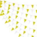 100 Feet Yellow & White Pennant Banner Flags String Hanging Yellow & White DIY Triangle Bunting Flags,Party Decorations for Grand Opening,Party Events Celebration,60 Pcs