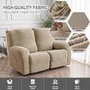 Gennia Waterproof Recliner Loveseat Cover,Stretch Reclining Sofa Covers with Pockets,Washable Lazy Boy Recliner Slipcovers,Leakproof Couch Protector for Kids, Pets, Dog and Cat (2 Seat, Khaki, 48-68In)