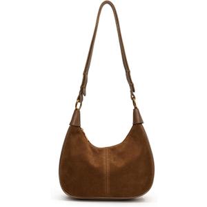 Suede Bags for Women Trendy Suede Purses Hobo Half Moon Crossbody Bag